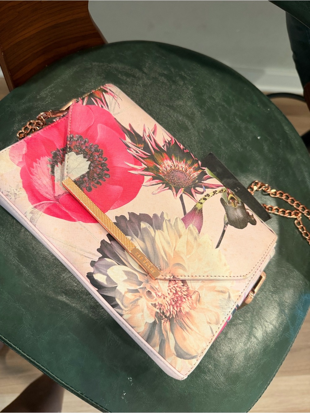 Ted Baker White Floral Pink Poppy Crossbody Clutch - Picture 2 of 4